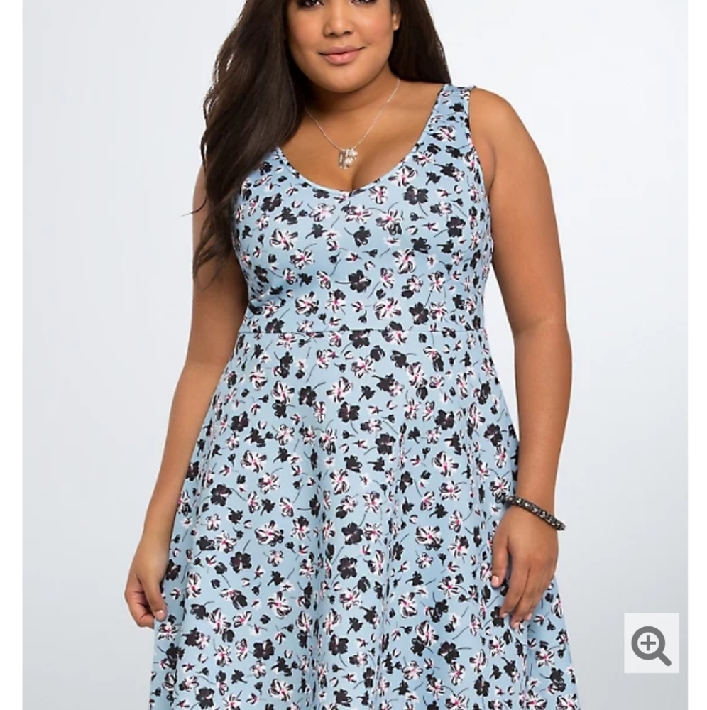 Blue floral torrid V-neck dress
